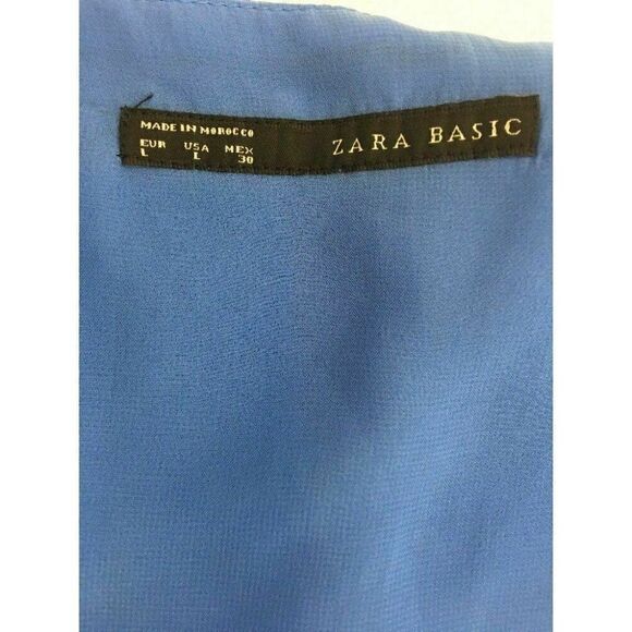 Zara Womens Blue Polka Dot V Neck Tank Top Mini Dress Large - Picture 7 of 7